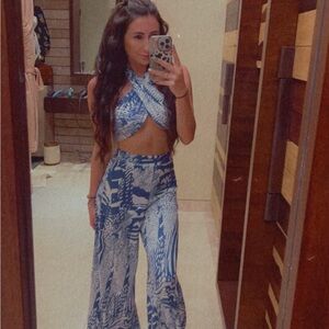 Blue Patterned Women's 2 piece set